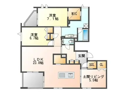 ハムステッド メゾン(2LDK/2階)の間取り写真