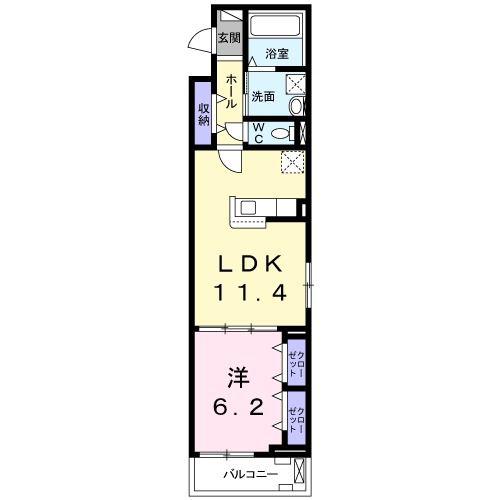 トゥジーテ(1LDK/2階)の間取り写真