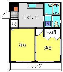 平井ビル(2DK/2階)の間取り写真
