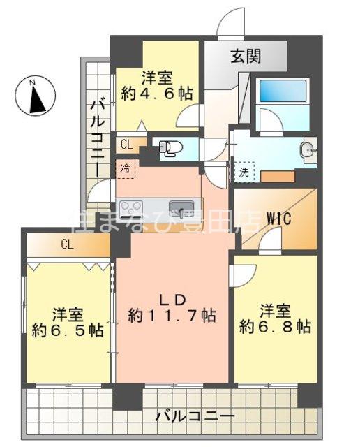 藤和シティコープ豊田久保町(3LDK/11階)の間取り写真