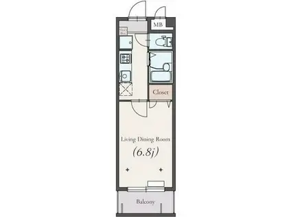小田急小田原線 伊勢原駅 徒歩4分 4階建 築22年(1K/1階)の間取り写真
