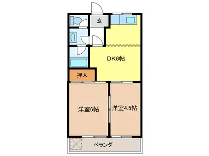 サンハイツNAWA B(2DK/2階)の間取り写真