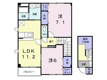 フィデール A(2LDK/2階)の間取り写真