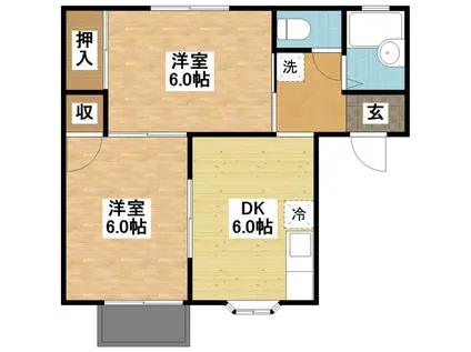 リバーコートC(2DK/2階)の間取り写真