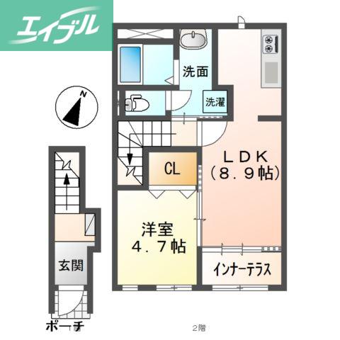 フィールドアップ雅(1LDK/2階)の間取り写真
