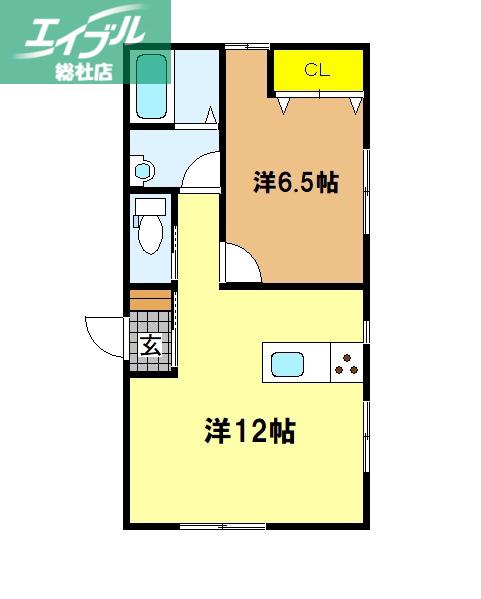 AZUL(1LDK/1階)の間取り写真