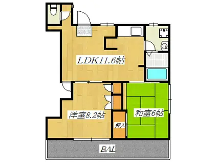 ＪＲ山手線 西日暮里駅 徒歩10分 3階建 築56年(2LDK/2階)の間取り写真