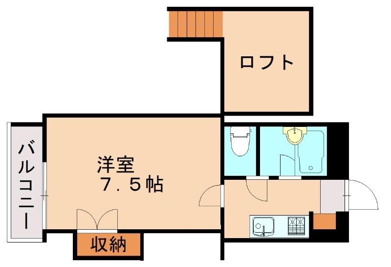 ライフネスト楓(1K/2階)の間取り写真