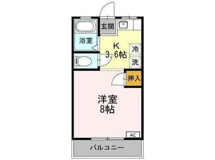 サンシャイン2(1K/1階)の間取り写真