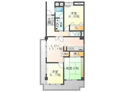 タワーレジデンスHADA(3LDK/6階)の間取り写真