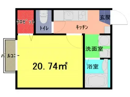 アズリア岩槻(1K/2階)の間取り写真