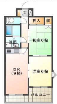 エーデルハイムK(2DK/2階)の間取り写真