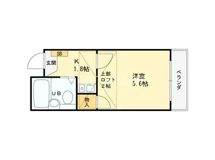 REFLET藤井寺(1K/2階)の間取り写真