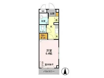 GMウエストハイツB棟(1K/1階)の間取り写真