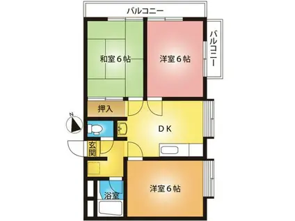 ハイツエルミドール(3DK/2階)の間取り写真