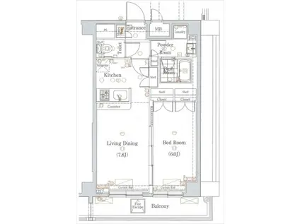 グラントゥルース板橋本町(1LDK/5階)の間取り写真