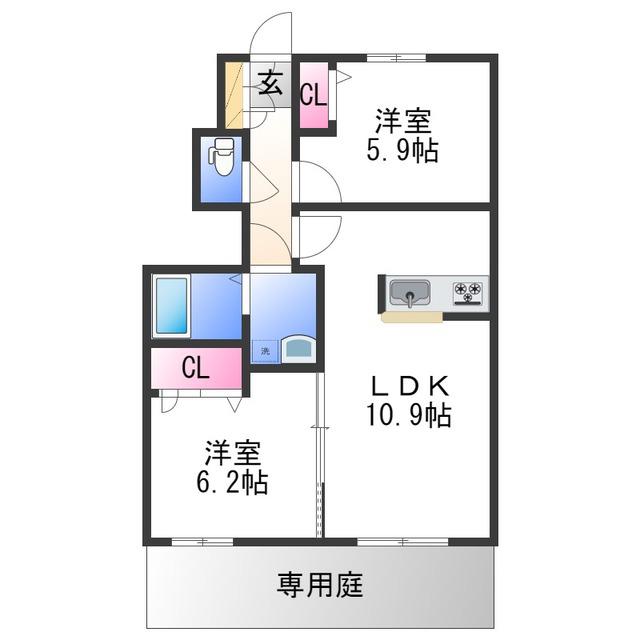 シャーメゾン金龍寺丁(2LDK/1階)の間取り写真