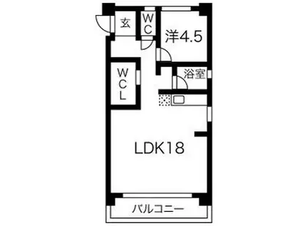 アイエスビル平安通(1LDK/5階)の間取り写真