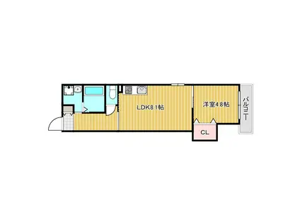 KTIレジデンス西新町(1LDK/2階)の間取り写真