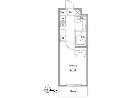 ファインライツ氷川台(1K/4階)の間取り写真