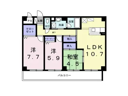 プラザ初雪A-1(3LDK/5階)の間取り写真