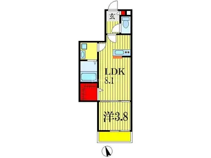 インペリアル稲毛(1LDK/3階)の間取り写真