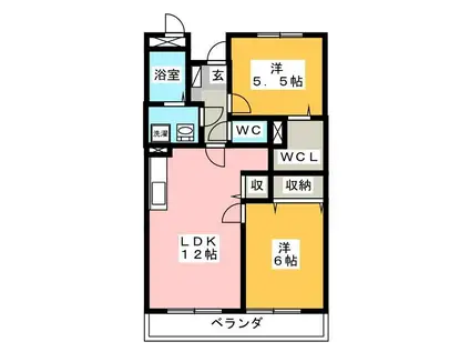 サンロイヤル大井(2LDK/2階)の間取り写真