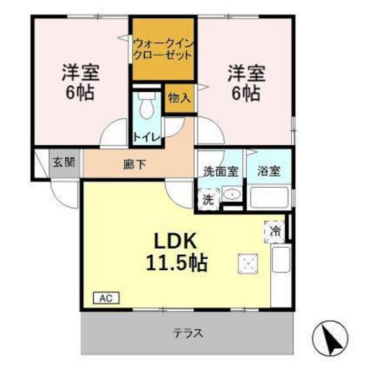 クレストコート(2LDK/1階)の間取り写真
