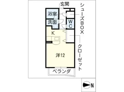 K・BERG(ワンルーム/2階)の間取り写真