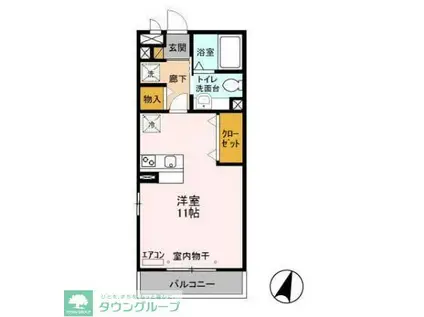 アビテ弁天(ワンルーム/2階)の間取り写真