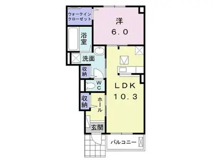 パンテオン新守山I(1LDK/1階)の間取り写真