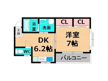 カサデコモド(1DK/4階)の間取り写真