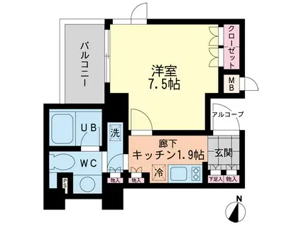 エスティメゾン哲学堂(1K/1階)の間取り写真