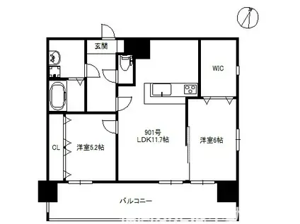 アリエス学研都市II(2LDK/7階)の間取り写真