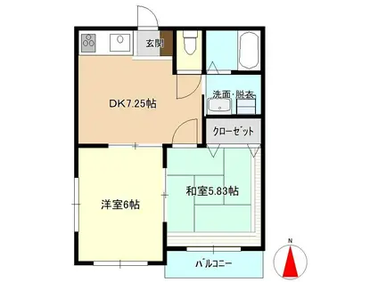 コスモスIII(2DK/1階)の間取り写真