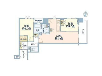 THERESIDENCE国立(2LDK/3階)の間取り写真