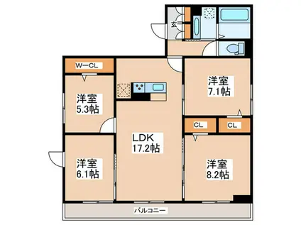コンフォール町田市中町(4LDK/3階)の間取り写真