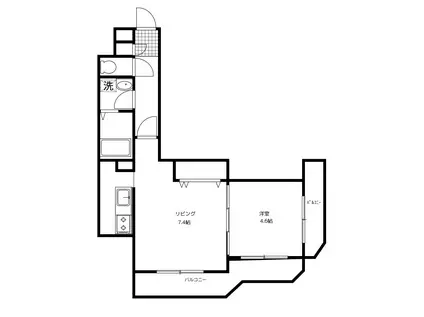 幌西レジデンス壱番館(1LDK/6階)の間取り写真