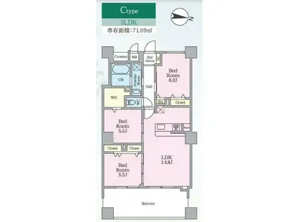 PJツリーネスト(3LDK/3階)の間取り写真