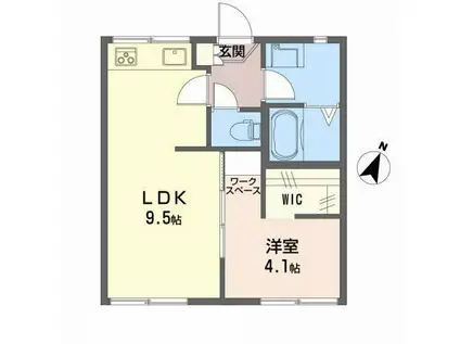 フォーブル下所(1LDK/1階)の間取り写真