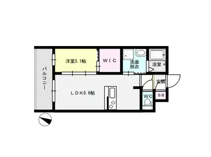 リアンレガーロ雑餉隈II(1LDK/3階)の間取り写真