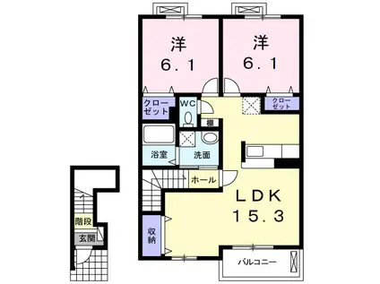 インプレス(2LDK/2階)の間取り写真