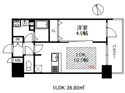 プレサンスザ神戸(1LDK/10階)の間取り写真