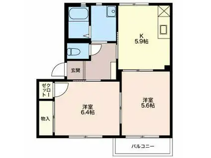 ピュアコスモ(2K/2階)の間取り写真