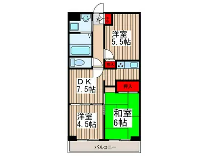 コスモ北与野(3DK/2階)の間取り写真