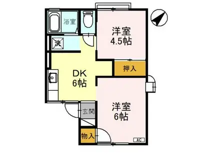 ワカバハイツ(2DK/1階)の間取り写真