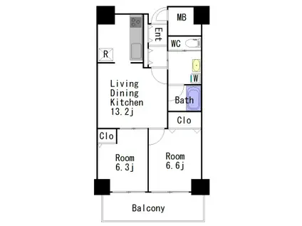 イーストコア曳舟 一番館(2LDK/6階)の間取り写真