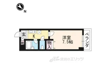 フレーズⅢ(1K/4階)の間取り写真