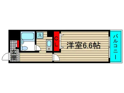 メロディーハイム夕陽丘(1K/6階)の間取り写真