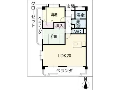 アップルコート(2LDK/3階)の間取り写真